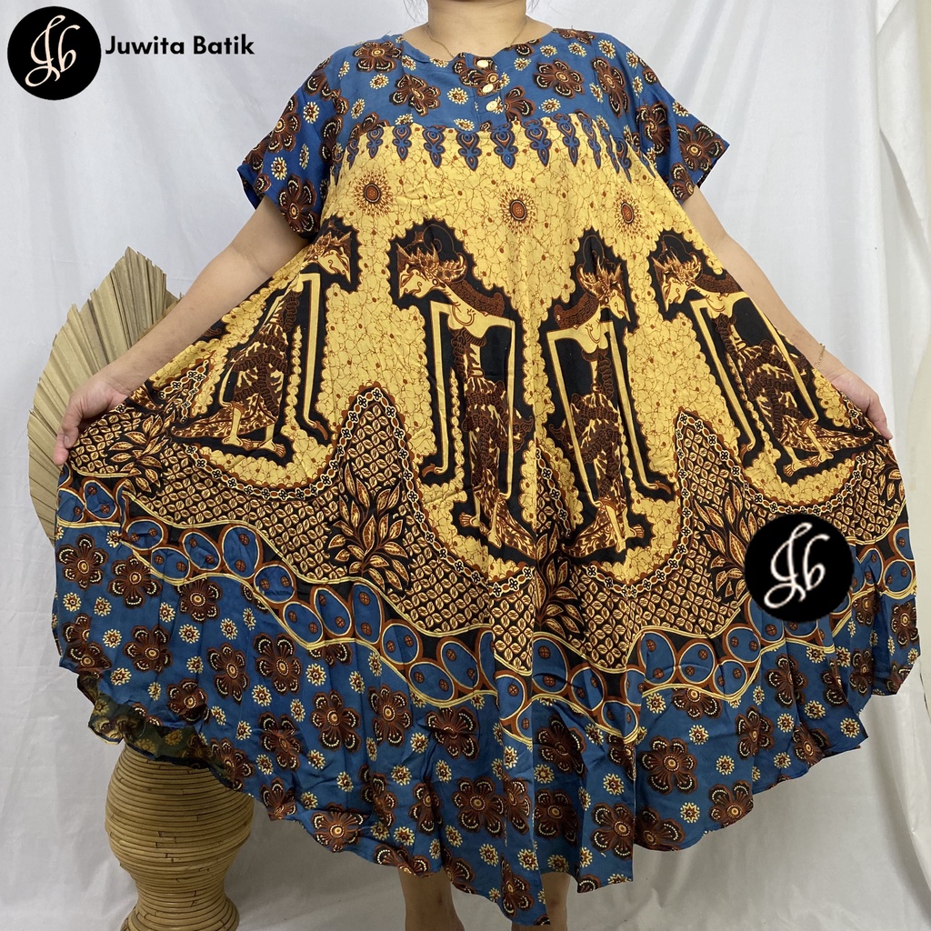 Juwita Batik - Daster Payung Jumbo LD 130 3XL Batik Wayang Klok Pola - Kancing Dada Busui Bumil Terbaru