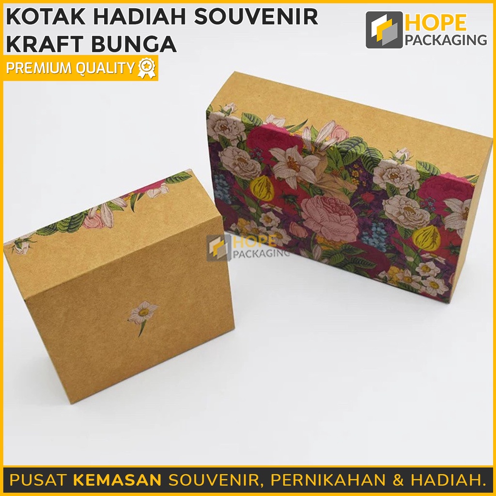 Kotak Hadiah Souvenir Kraft Bunga Size S / M / L / XL