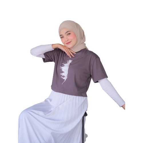 KALILA - QUILL Atasan Kaos Crop Cotton