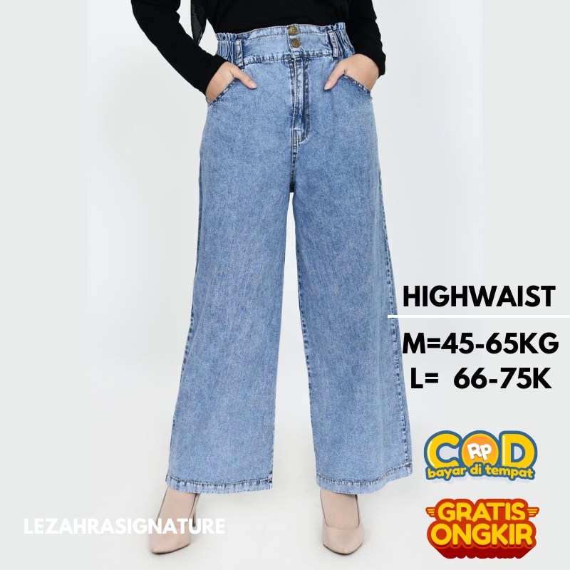 Celana Kulot Jeans Wanita Haighwaist Fit XL Jumbo Lezahrasignature Kulot Jeans Highwaist
