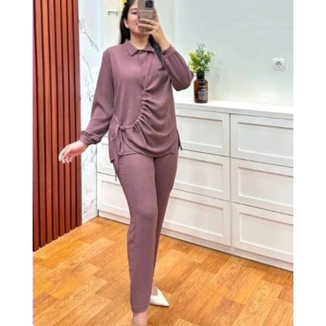 Laura One Set Wanita Crinkle AirFlow Setelan Terbaru Baju Wanita One Set Jumbo Setelan Wanita Kekinian Fashion Muslim