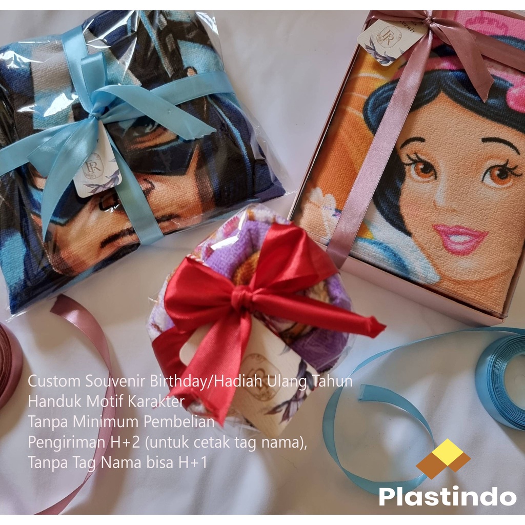 SOVENIR HANDUK 70x140 MOTIF KARAKTER Ulang Tahun Anak Unik Murah | Souvenir Ulang Tahun | Hadiah Ula