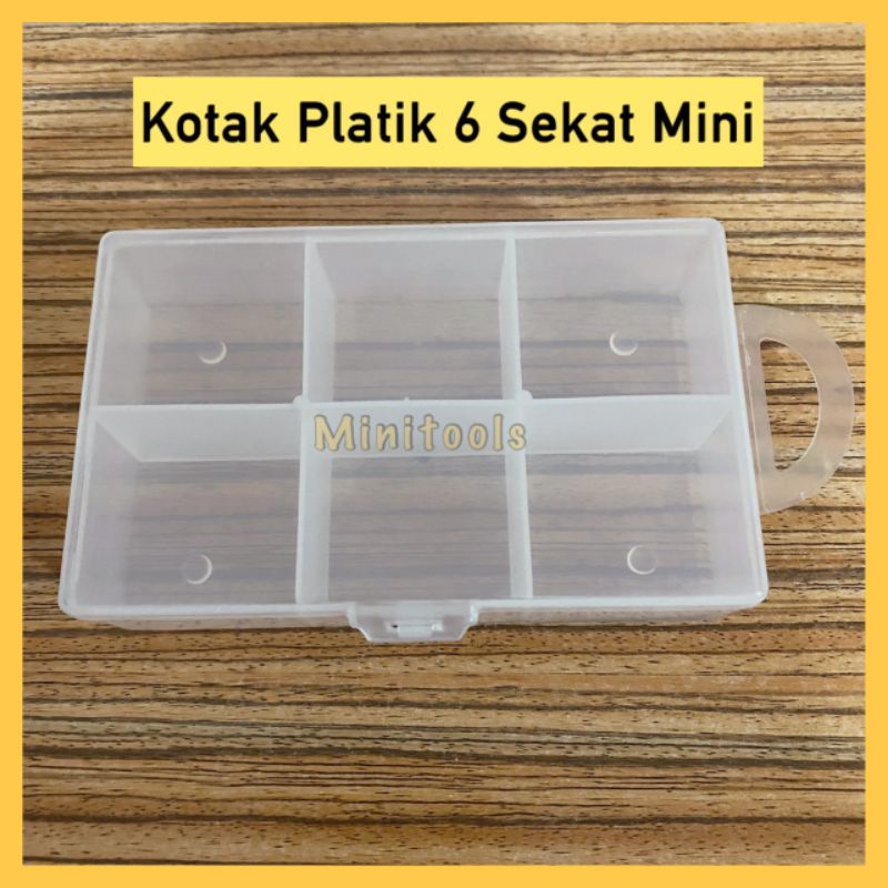 Kotak Plastik 6 Sekat Mini / Kotak Obat / Kotak Manik Manik