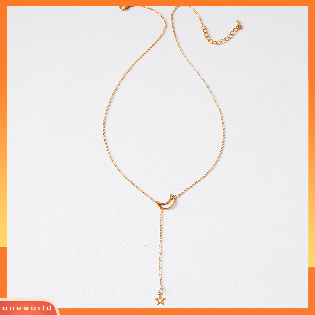 [ONE] Kalung Motif Bulan Hollow Alloy Stainless Motif Bintang Wanita Liontin Kalung Untuk Souvenir Travel