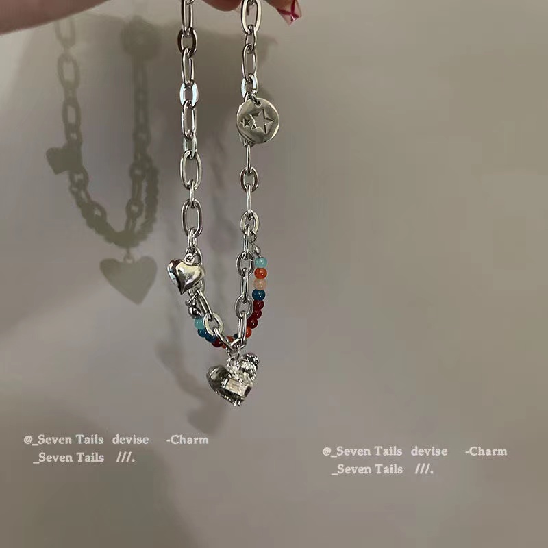 Fashion Cinta Ganda Batu Permata Kalung Untuk Wanita Vintage Perak Choker Rantai Liontin Perhiasan Aksesoris-27