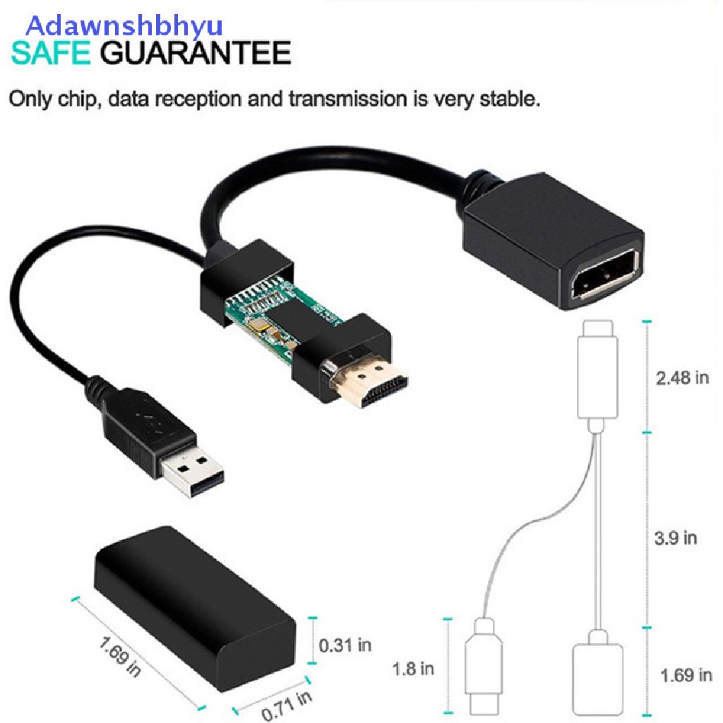 Adhyu 4K USB Powered HDMI Male to DP Display Port Female Adapter Converter Devices ID