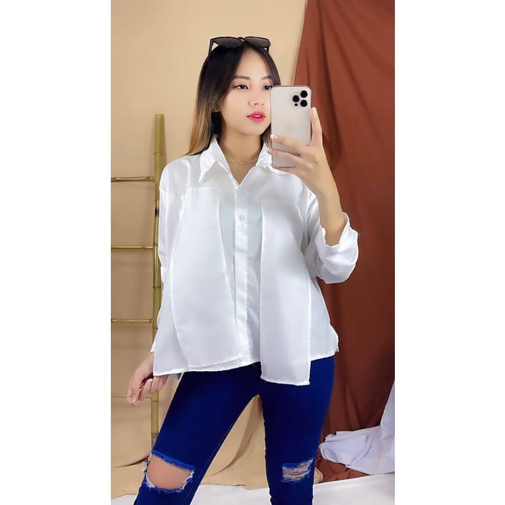 Kalu Crop Oversize Shirt / Atasan Wanita Terbaru