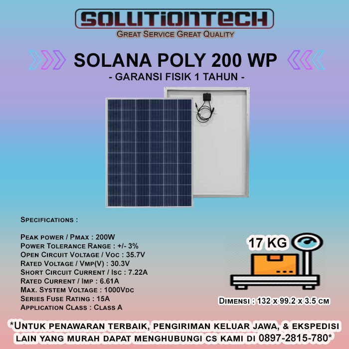 Solana Solar Panel Poly 200WP
