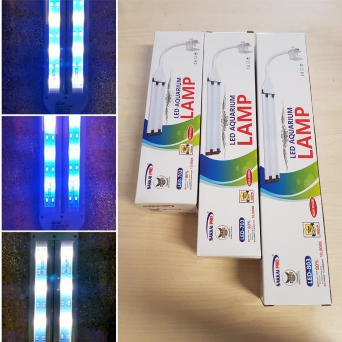 Lampu Jepit SAKKAI PRO LED 803 LED Aquarium 3 Mode Warna Biru Putih LED VIEW GANTUNG AQUARIUM