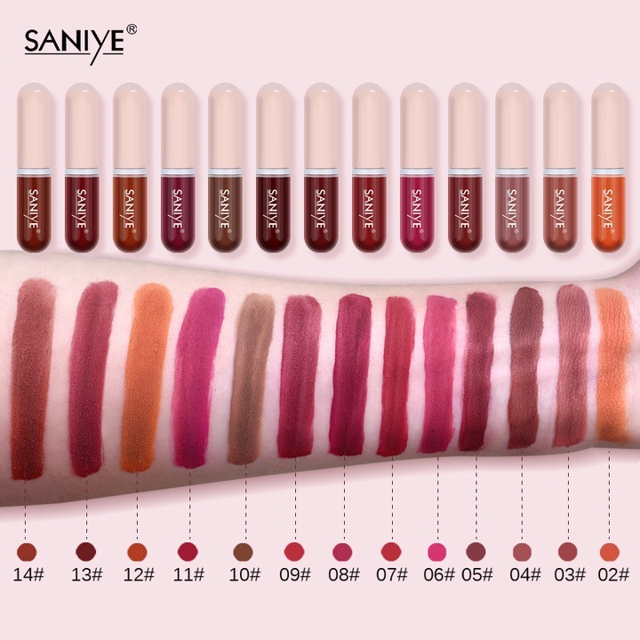 [BPOM] Saniye Matte Lipstik Tahan Lama Waterproof Mini Kapsul Murah - Lip Matte 12 Warna L1135