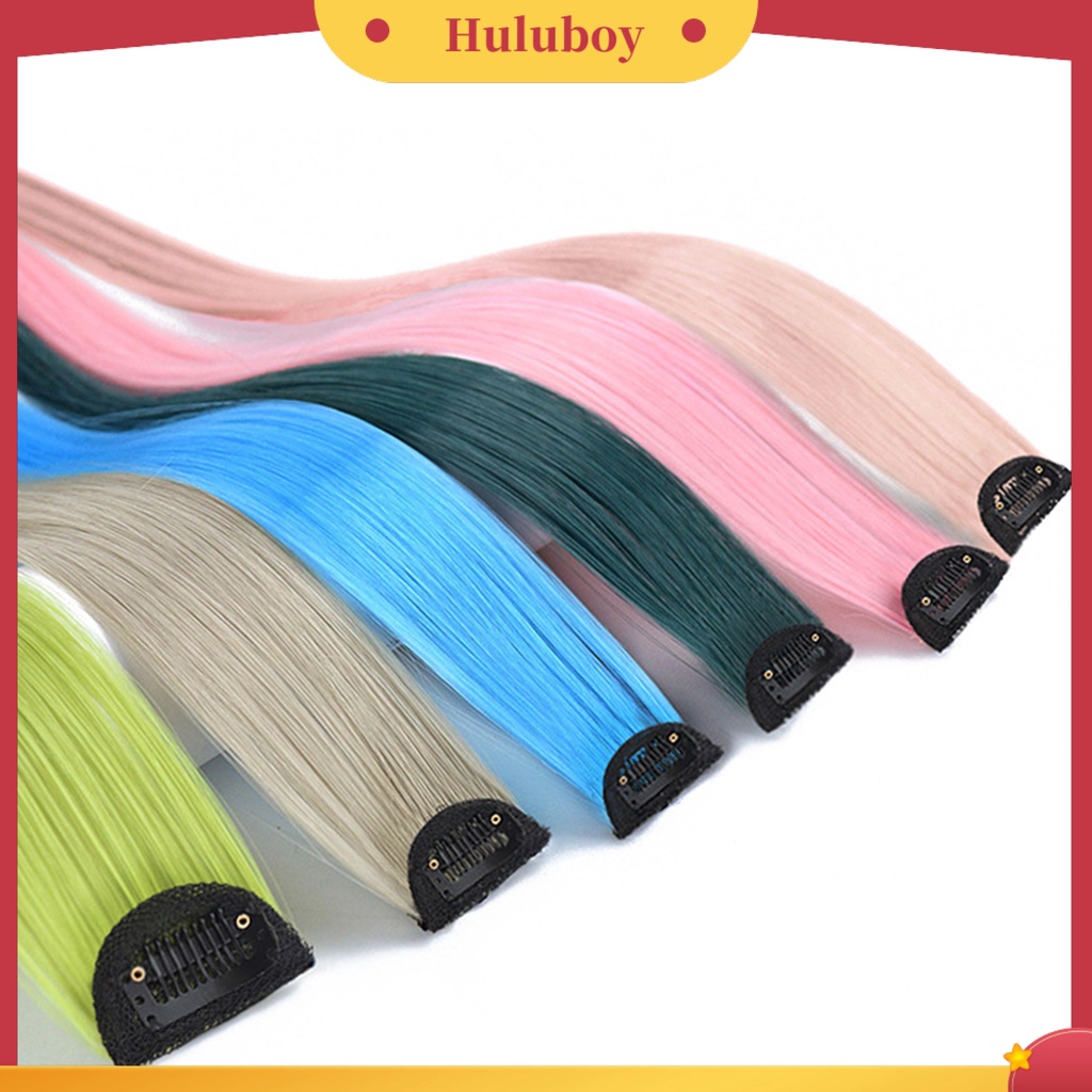 Wig Rambut Ekstensi Model Panjang Lurus Warna-Warni Untuk Wanita