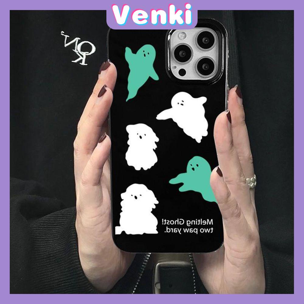 Case For iPhone 14 Pro Max Soft TPU Candy Case Cartoon Cute Ghosts Glossy Black Back Cover Camera Protection Shockproof For iPhone 13 12 11 Pro Max 7 8 Plus X XR