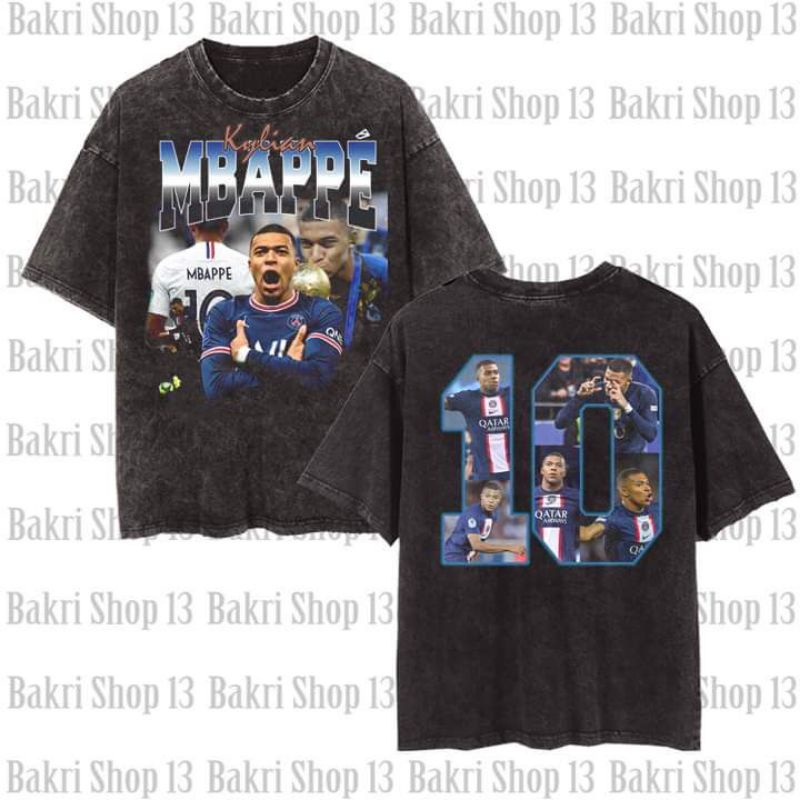 Perancis Kylian MBAPPE T-shirt/Kaos Bola Vintage Wash Kylian Mbappe France Unisex