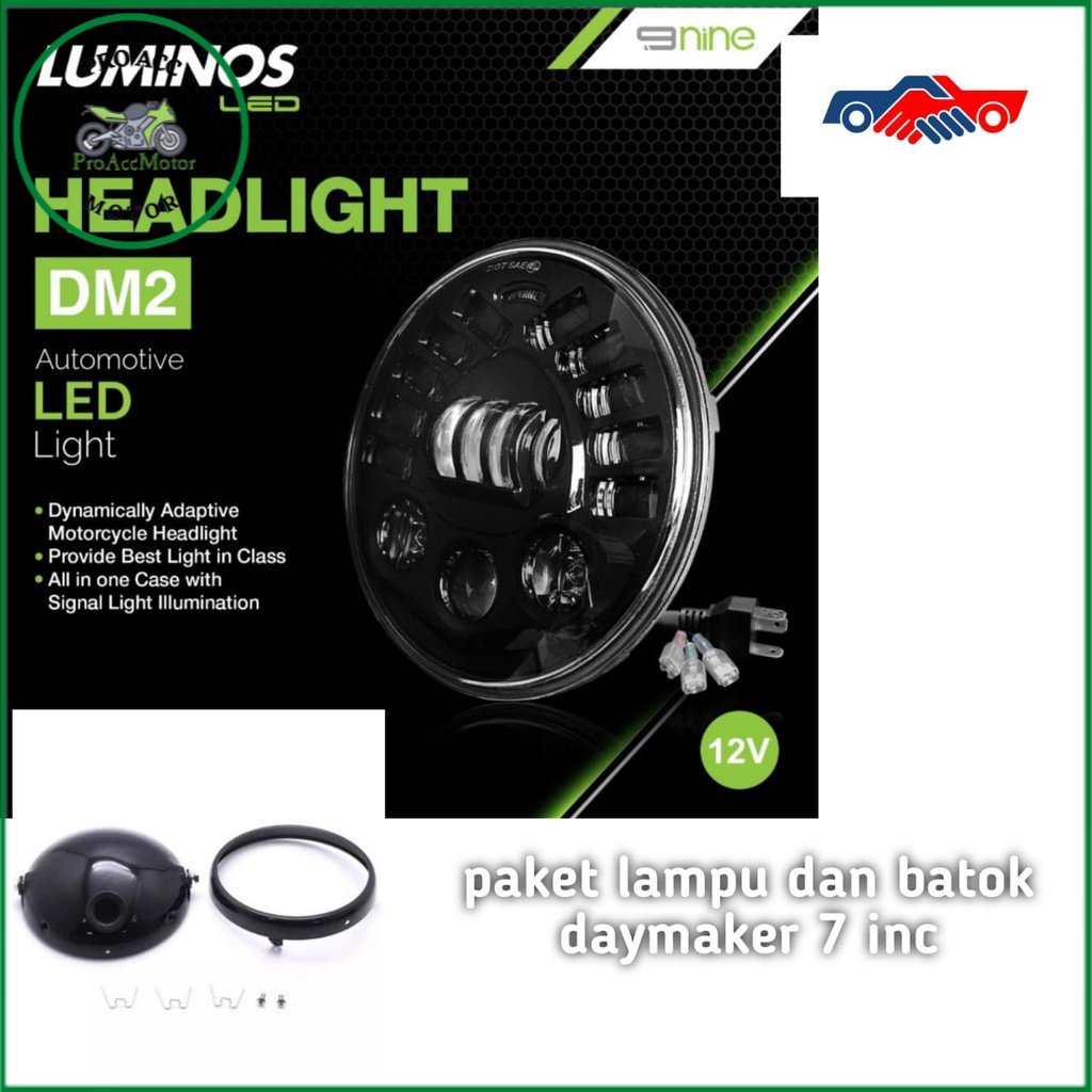 lampu LED depan DAYMAKER DM 2 LUMINOS RX KING SCORPIO VERZA MEGA PRO XSR VIXION 7 inci (pro acc motor)