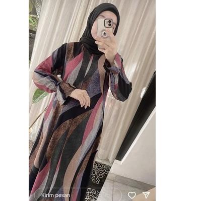 Best Product Dress Yumna Square Leaf Rainbow Jannat