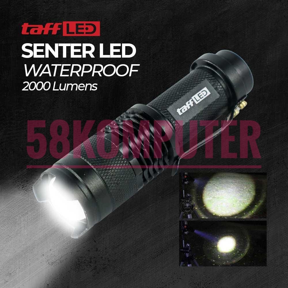 Taffled Senter Led Cree Xm-L T6 2000 Lumens Waterproof Anti Air Jarak Hingga 500m Super Terang Jarak Jauh