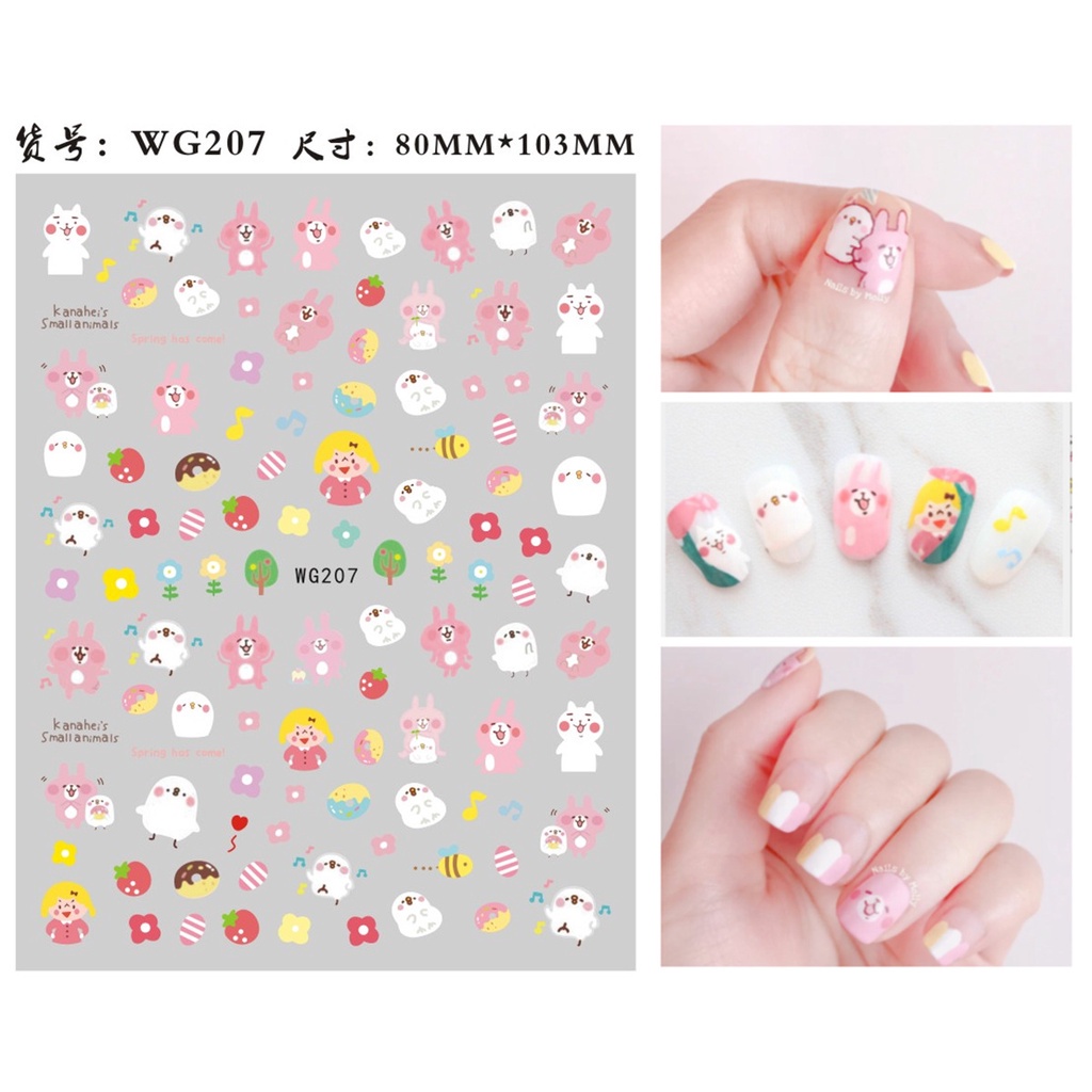 CARTOON SERIES Ultra Thin Nail Stickers Stiker Kuku Hello Kitty Doraemon Chi Kitten Gudetama Minion