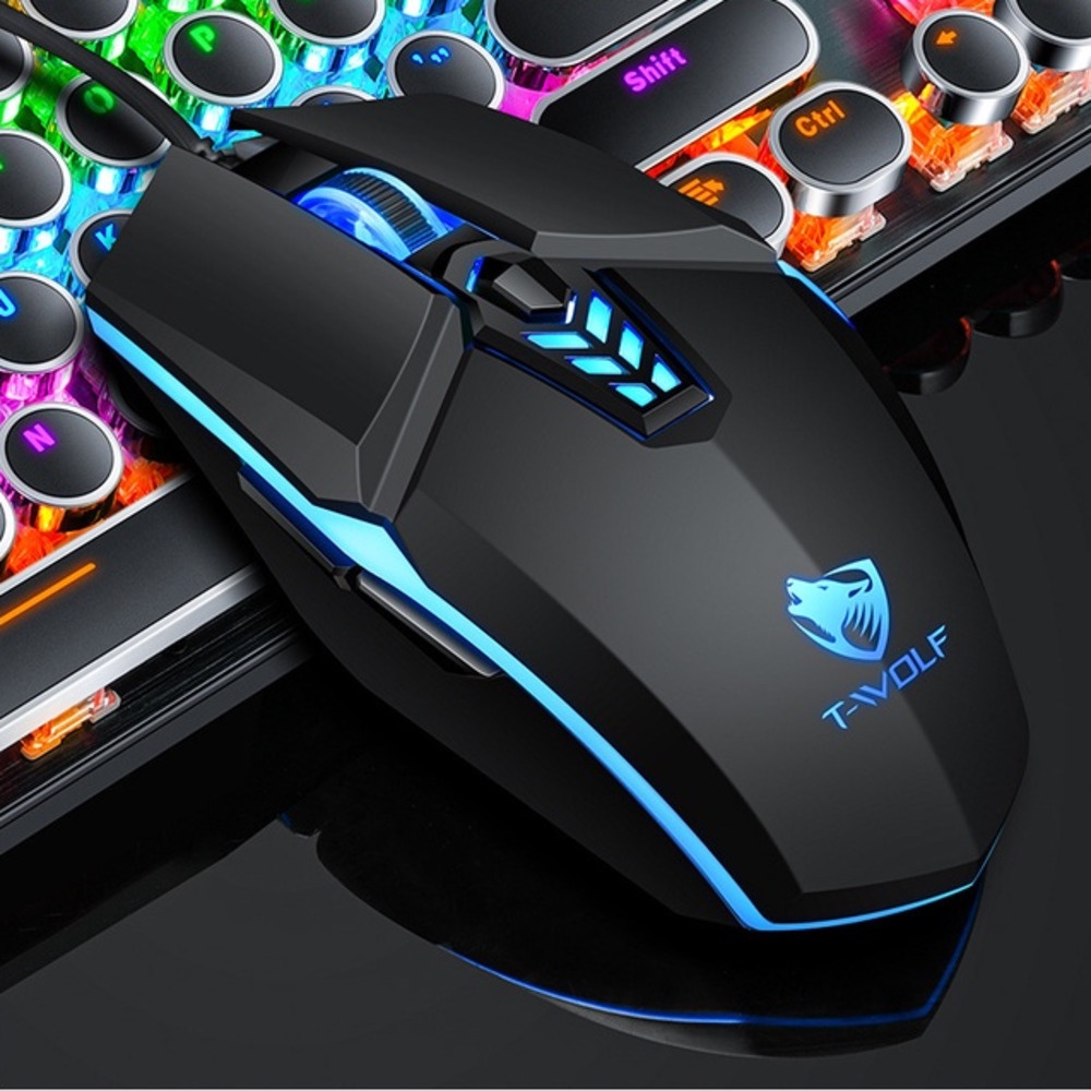 Mouse Kabel Thunder Wolf G510 Gaming Mouse Colorful Breathing Light Glowing Kompetisi Elektrik Wired Ergonomics Mouse Gaming Komputer