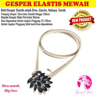 Gesper wanita Belt Ikat Pinggang Dres Elastis Besi Permata Terbaru untuk dress gamis tunik/gaun 100-105