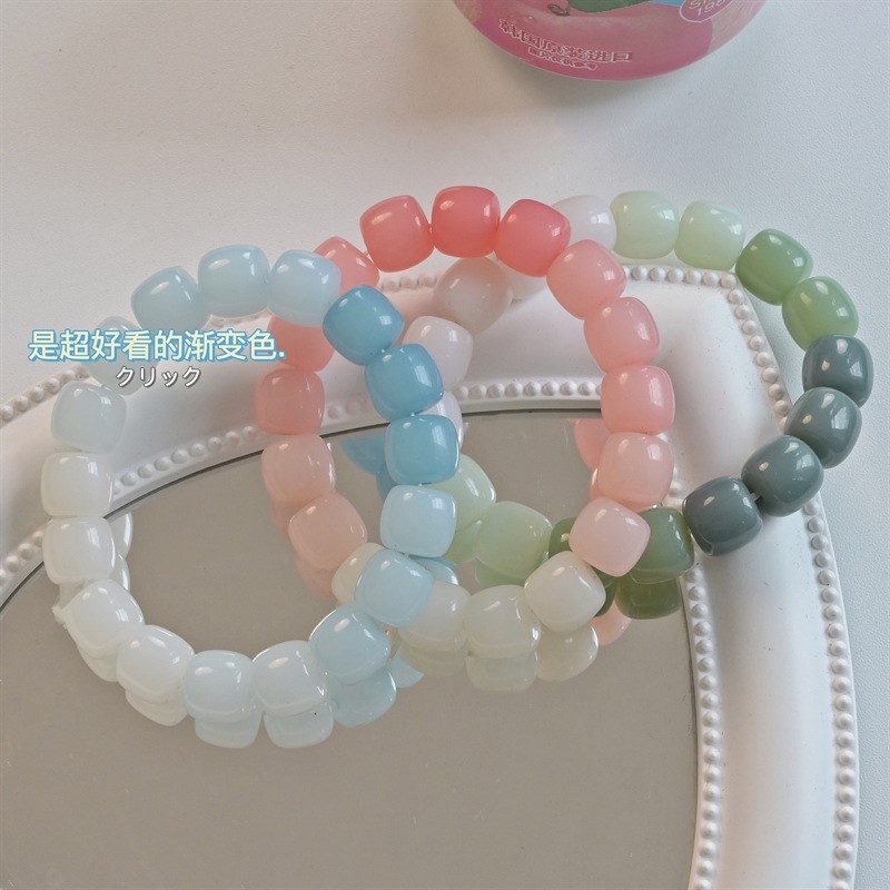 Bodhi Gelang Bangles Manik-Manik Gradien Biru Peach Pink Mutiara Es Gelang