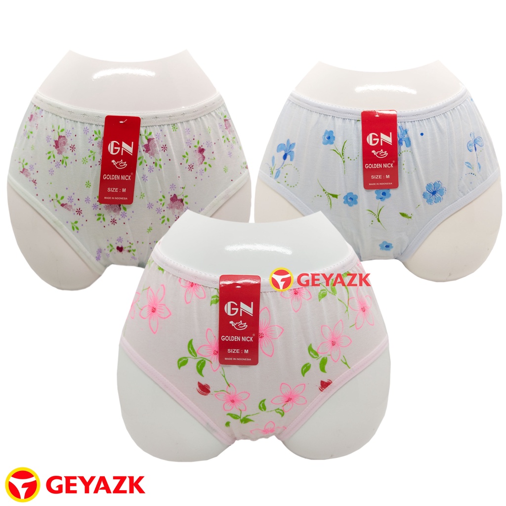 Celana Dalam Perempuan Motif Bunga 3Pcs Pakaian Dalam Wanita Murah Bagus