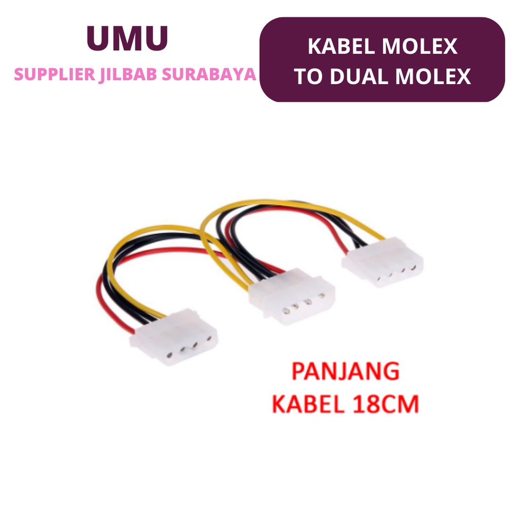 (UMU SUPPLIER) KABEL SPLITTER POWER MOLEX 4PIN MALE TO DUAL 2 MOLEX 4PIN FEMALE EXTENSION