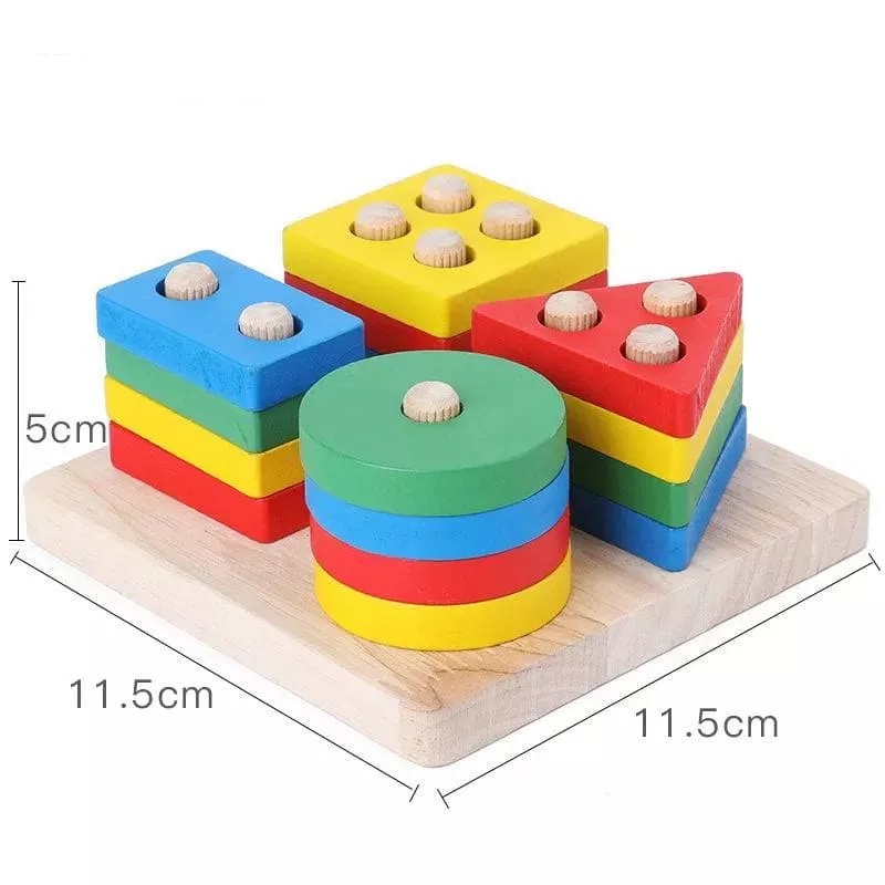 Mainan Anak Basic Kayu Edukasi Sensory Montessori Jam Puzzle 3D Shape Geometri Xylophone