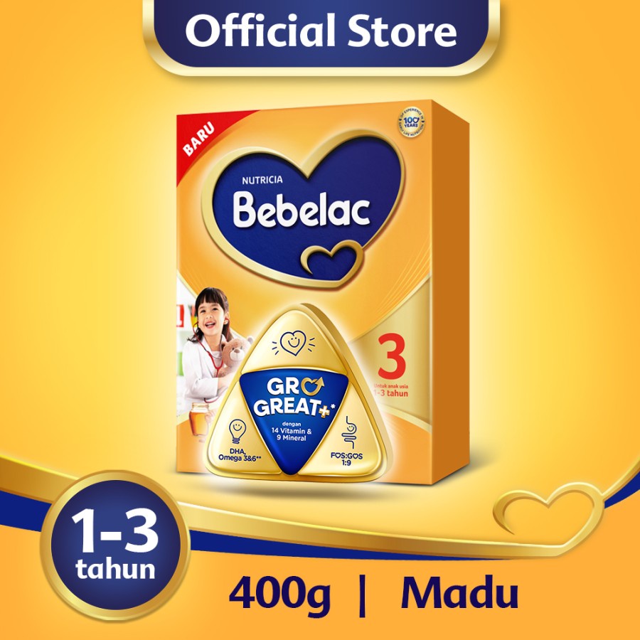BEBELAC 3 GRO GREAT SUSU PERTUMBUHAN BUBUK 400 GRAM