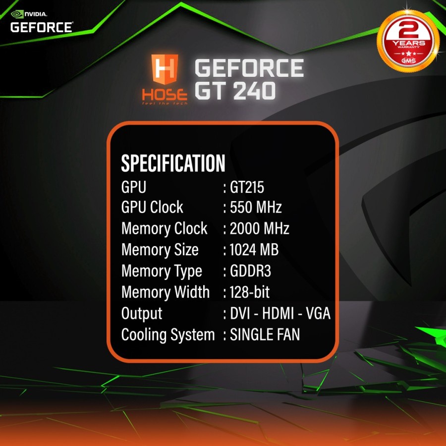 VGA CARD - HOSE Gt240 1gb 128bit