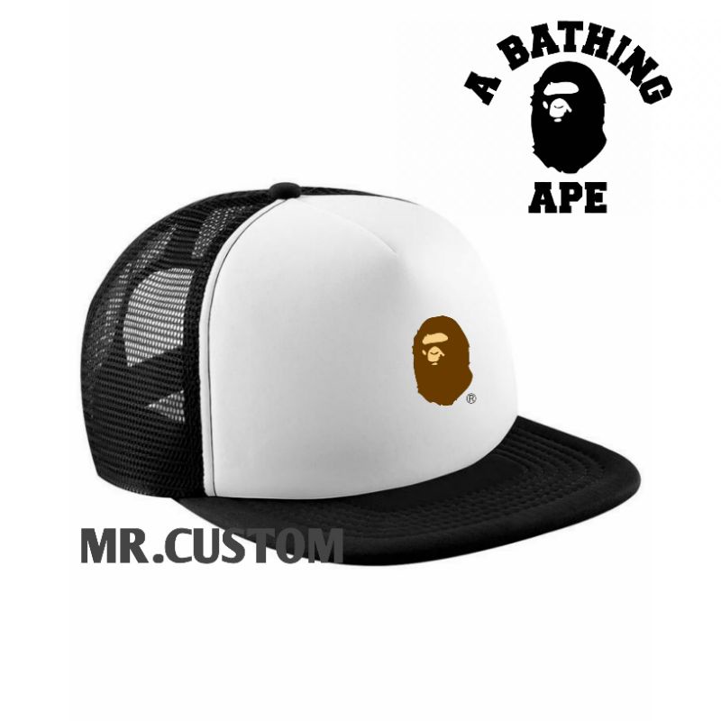 Topi Trucker Premium Bape AAPE / Topi Jaring Outdoor Pria Wanita Dewasa