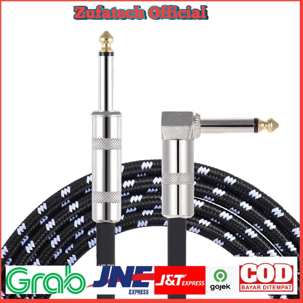 Kabel Gitar Bass Elektrik Braided 3M/6M - Black