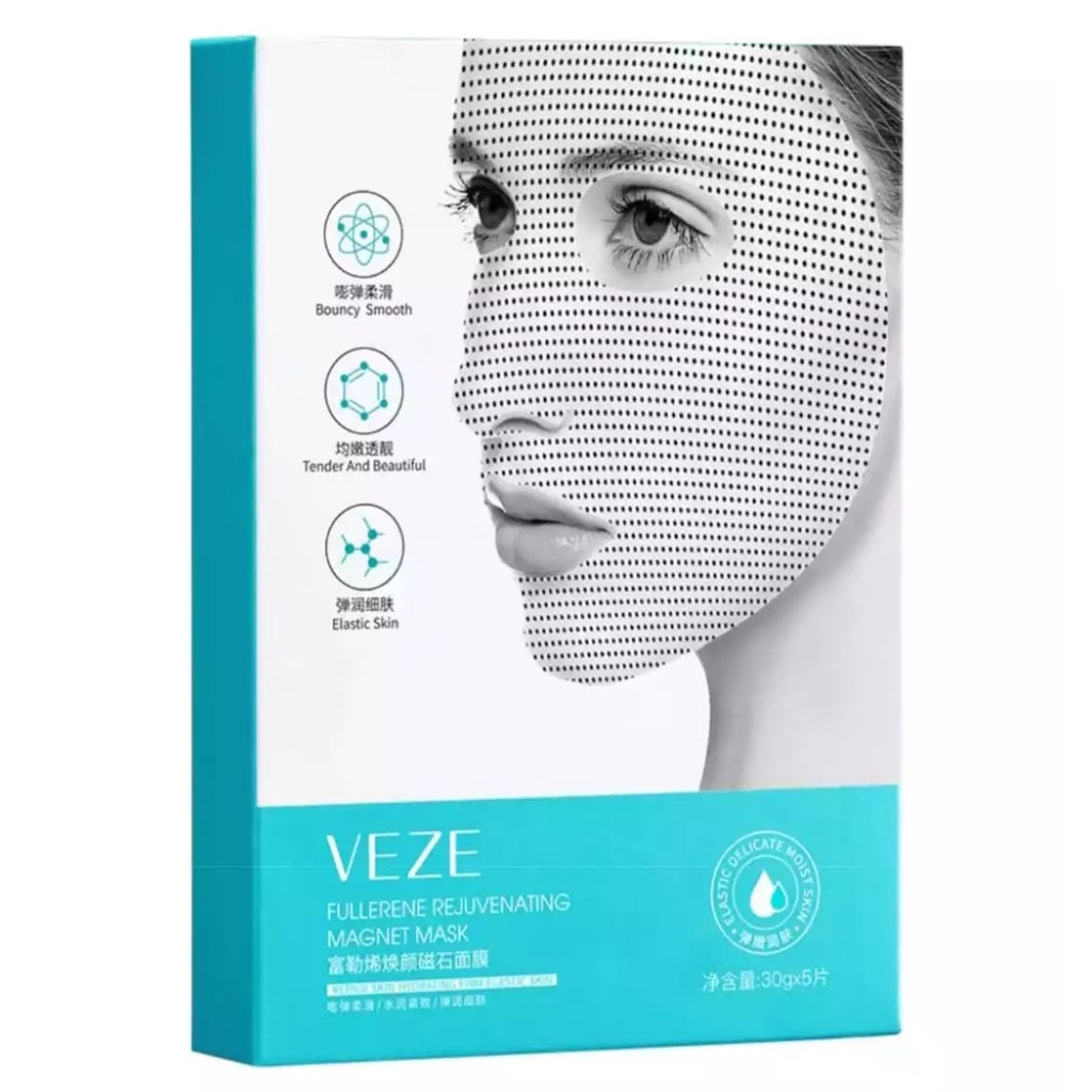 Veze Masker Wajah Magnet Fullerene Rejuvenating Magnet Mask Bouncy Smooth Tender Isi 5 Pcs LS