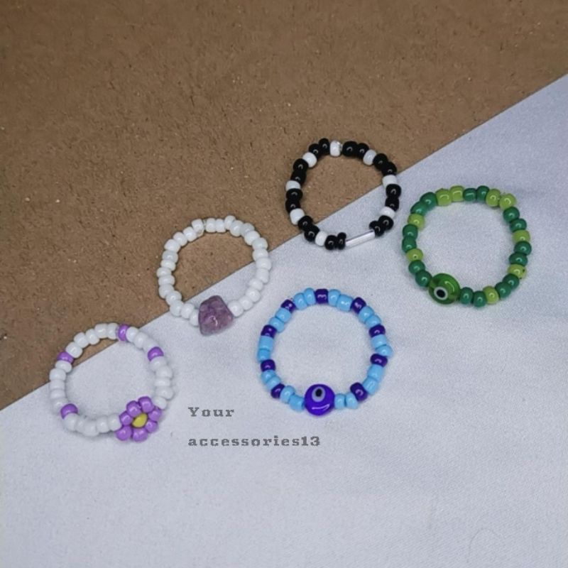 Cincin beads ring || Cincin manik manik korea 5cm - 7cm