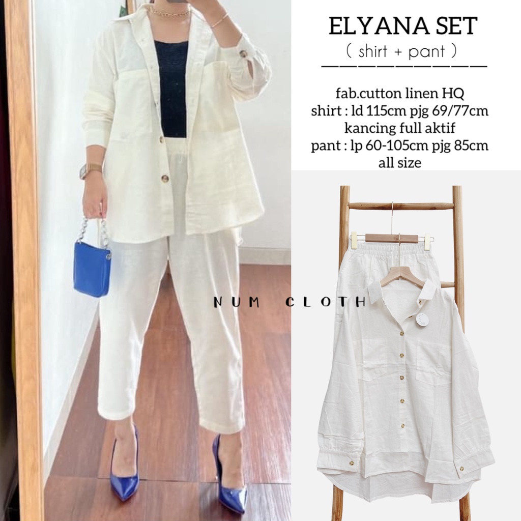 Elyana set ( shirt + pant ) setelan wanita