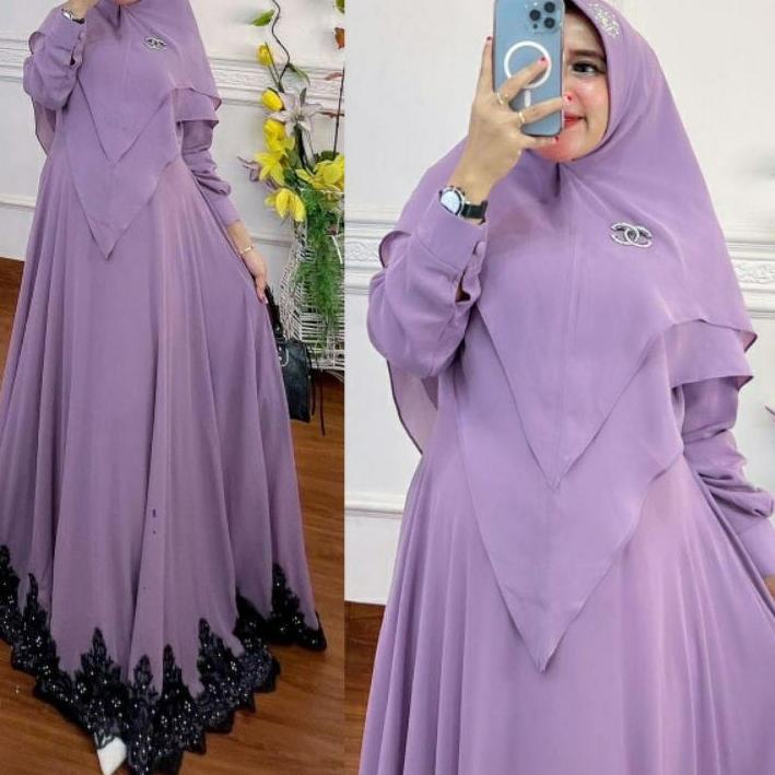 COD Rabiya Syari Free Khimar Jumbo M L XL XXL / Hasanah Syari Ceruty Babydoll / Syari Set Khimar Mur