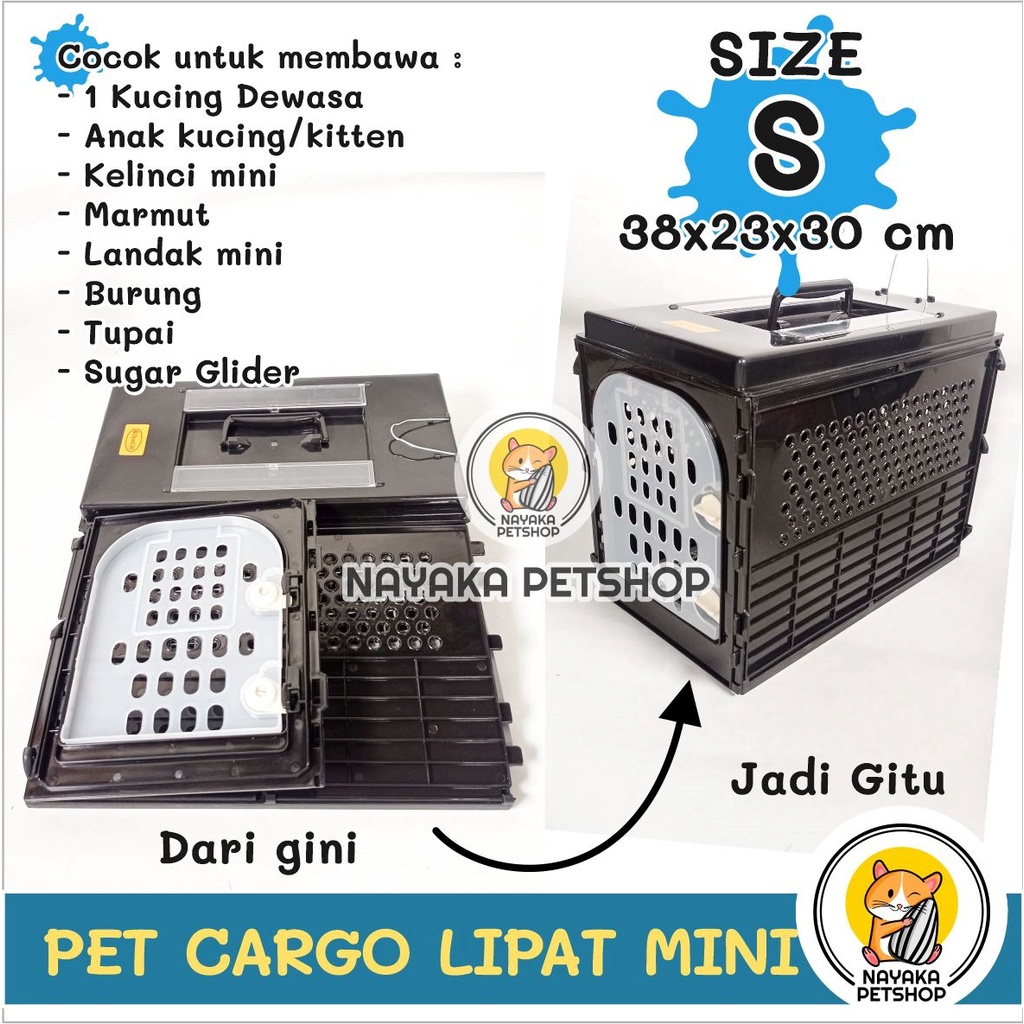 Pet Cargo Kucing Kitten Lipat Mini Size S Pet Carrier Travel Easy Petcargo Kelinci Marmut Landak Mini