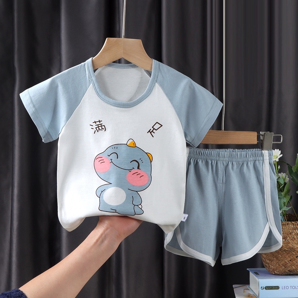 Baju anak baju bayi import Korea base putih karakter printing anti luntur setelan anak stelan bayi