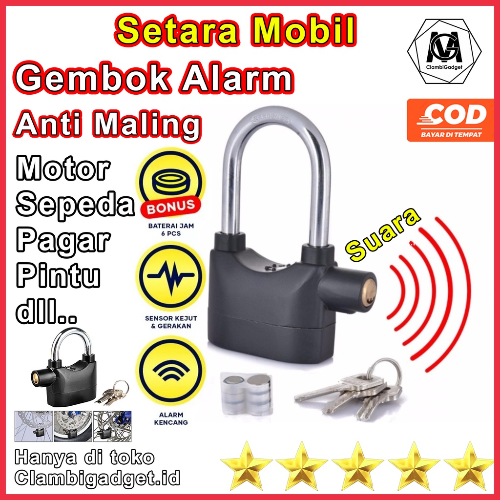 Gembok Alarm Ring Panjang dan Pendek Gembok Alarm Anti Maling Original Anti Pencuri Ring Panjang Ter