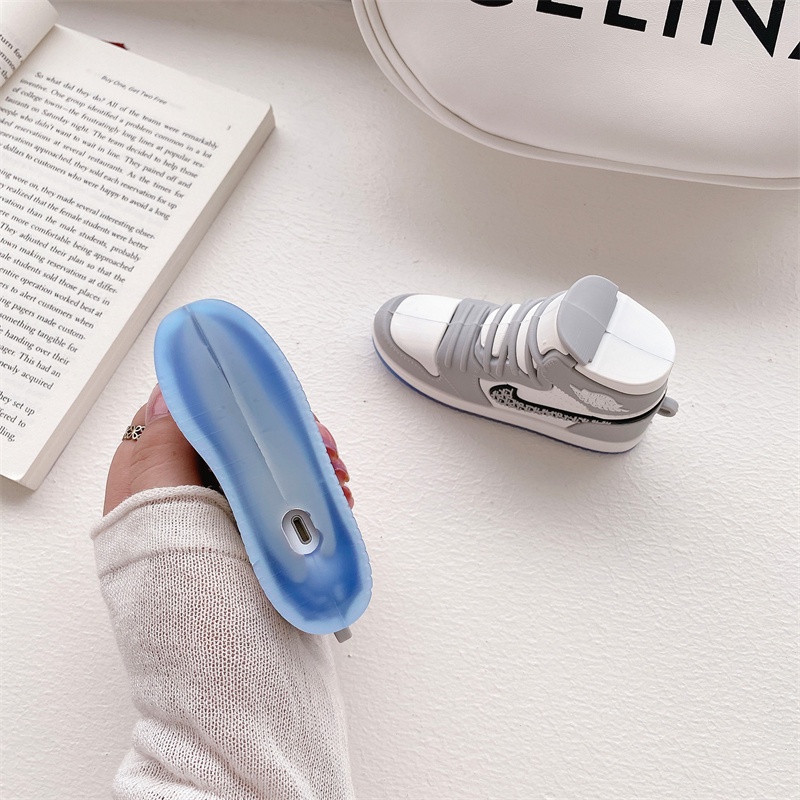 Fashion Olahraga AJ Sepatu Putih Kompatibel Untuk Airpods1Per2/Pro case Kartun anti-Jatuh Silikon earphone cover