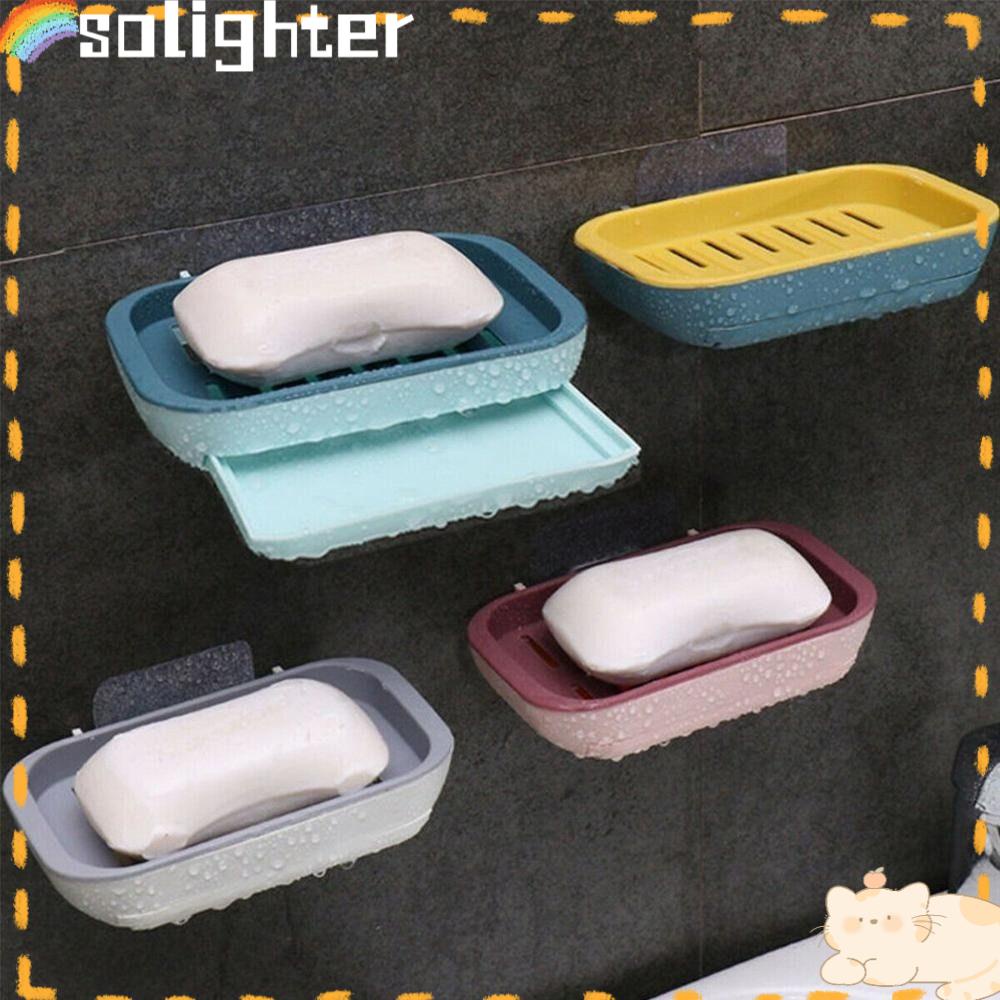 Solighter Rak Sabun Self Adhesive Drain Holder Tempat Sabun Double Layer