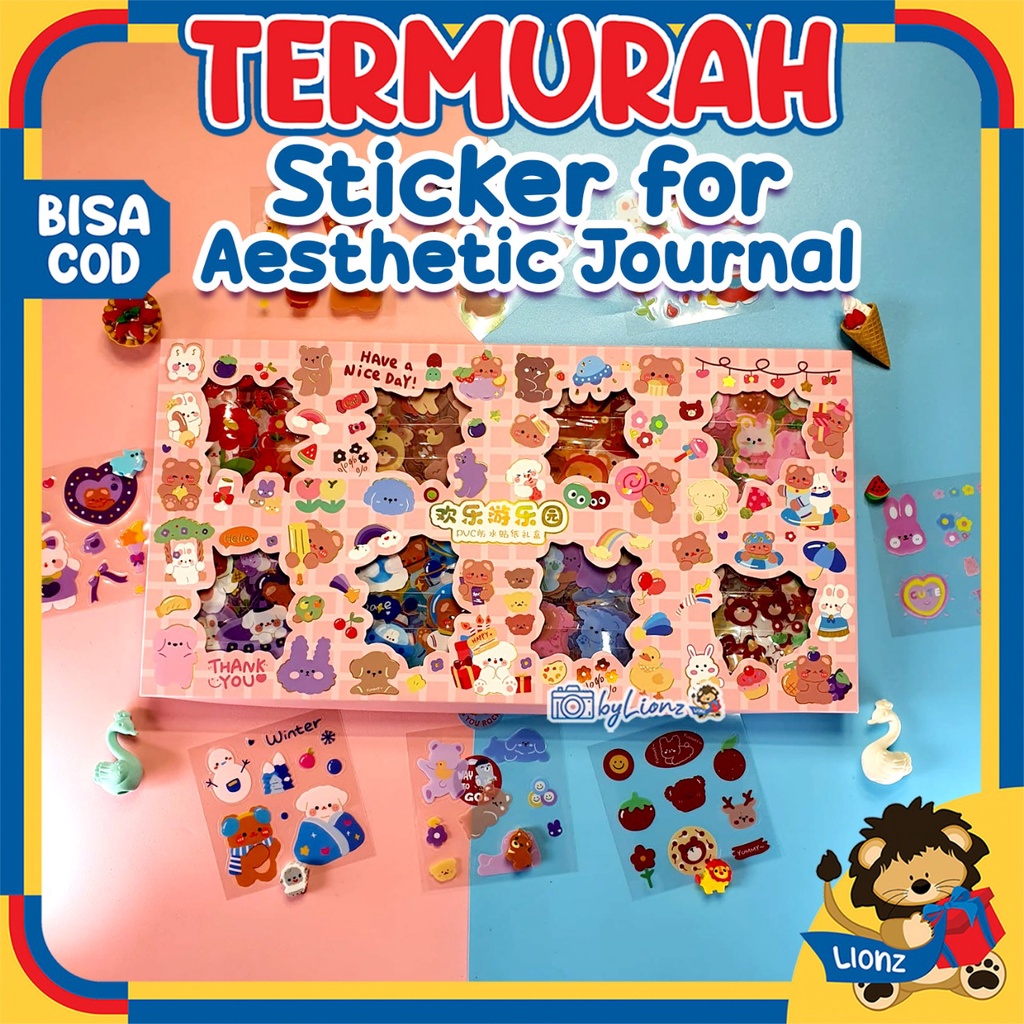 Aneka Sticker 200 lembar Waterproof Lucu Viral by Lionz.idn