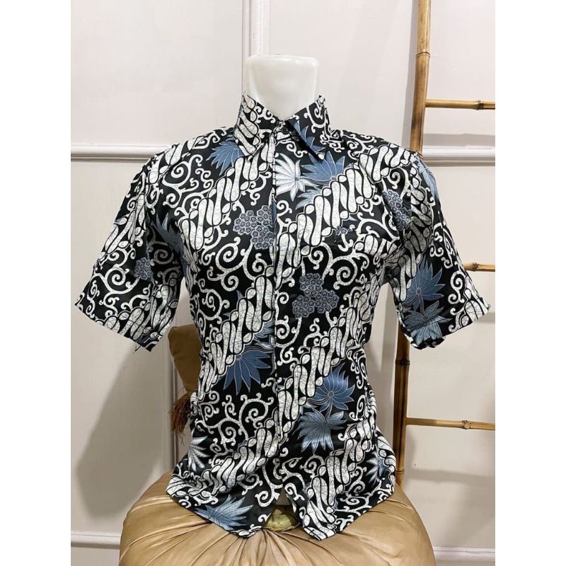 Realpict kemeja batik pria lengan pendek//kemeja batik pesta lengan pendek//batik kondangan//baju batik pria