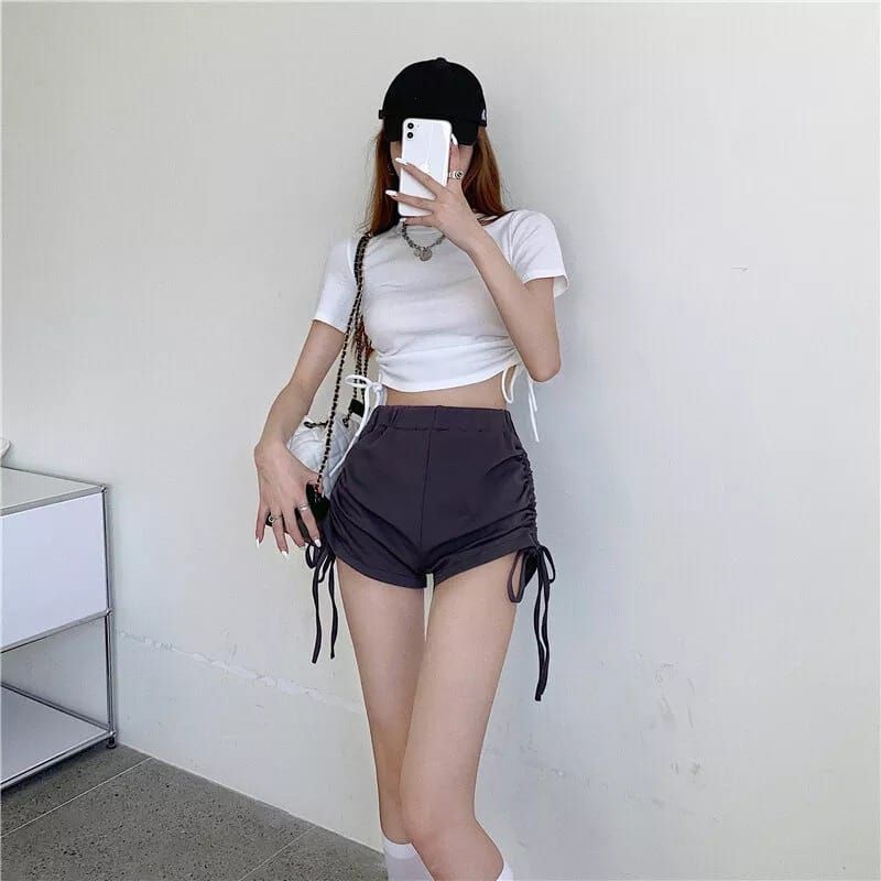 Noze Short Pants Celana Pendek Wanita Tali Serut Samping Kiri Kanan Korean Style Terbaru 2023