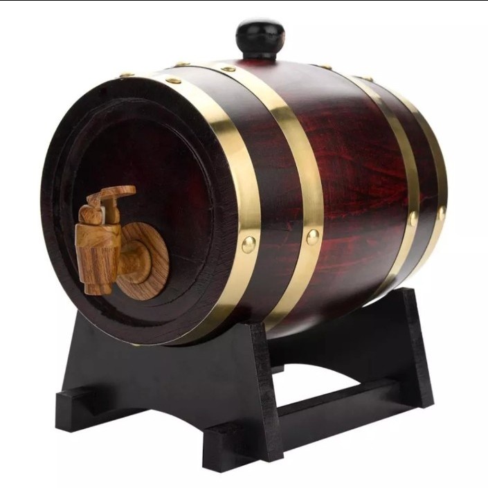 Tong Barrel Dispenser Tempat Minum 5 Liter Bahan Kayu Wooden Barrel