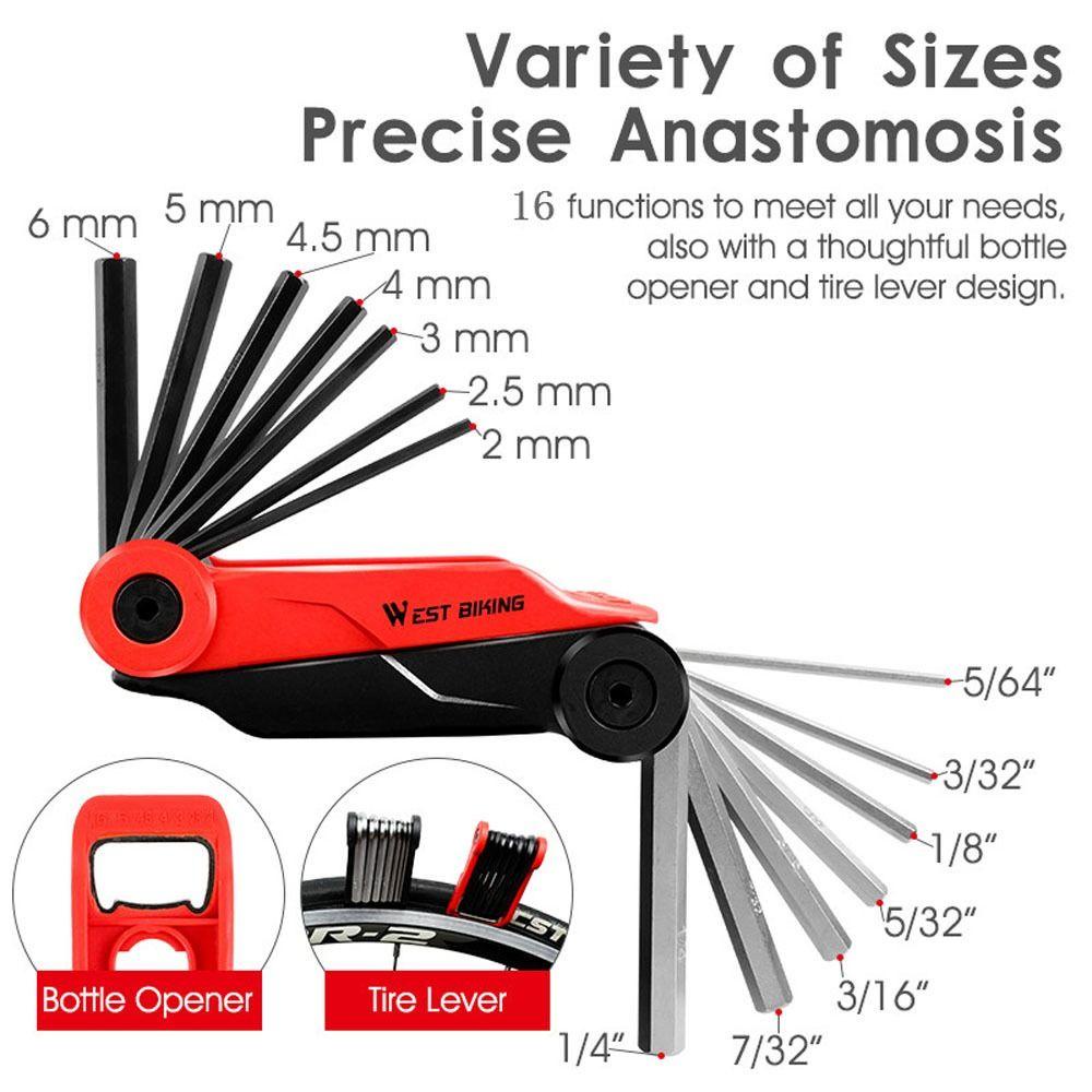 Lanfy Sepeda Multi-Fungsi Alat Portable 16in1 Bersepeda Bagian Aksesoris Sepeda Alat Perbaikan Obeng Hexagonal