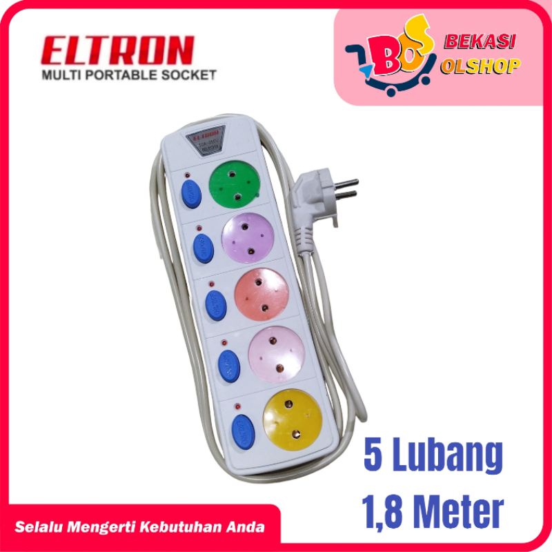 STOP KONTAK ELTRON WARNA WARNI + SWITCH 1.8M 3L / 4L / 5L LUBANG