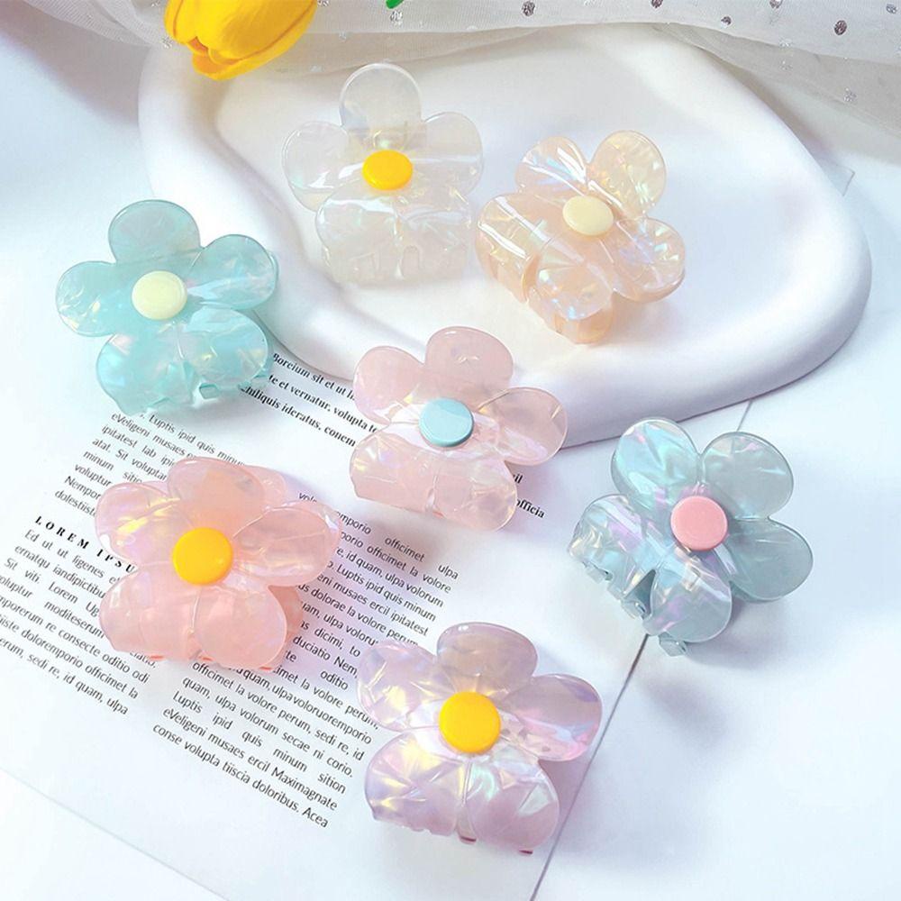 Agustinina Bunga Hair Claw Lucu Sederhana Asam Asetat French Shark Clip Cakar Rambut Kecil Bentuk Geometri Aksesoris Rambut Perempuan