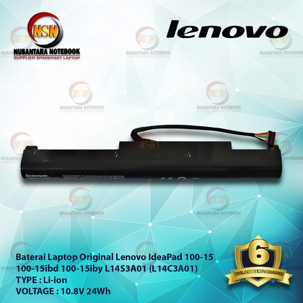 Baterai Lenovo IdeaPad 100-15 100-15ibd 100-15iby L14S3A01 L14C3A01