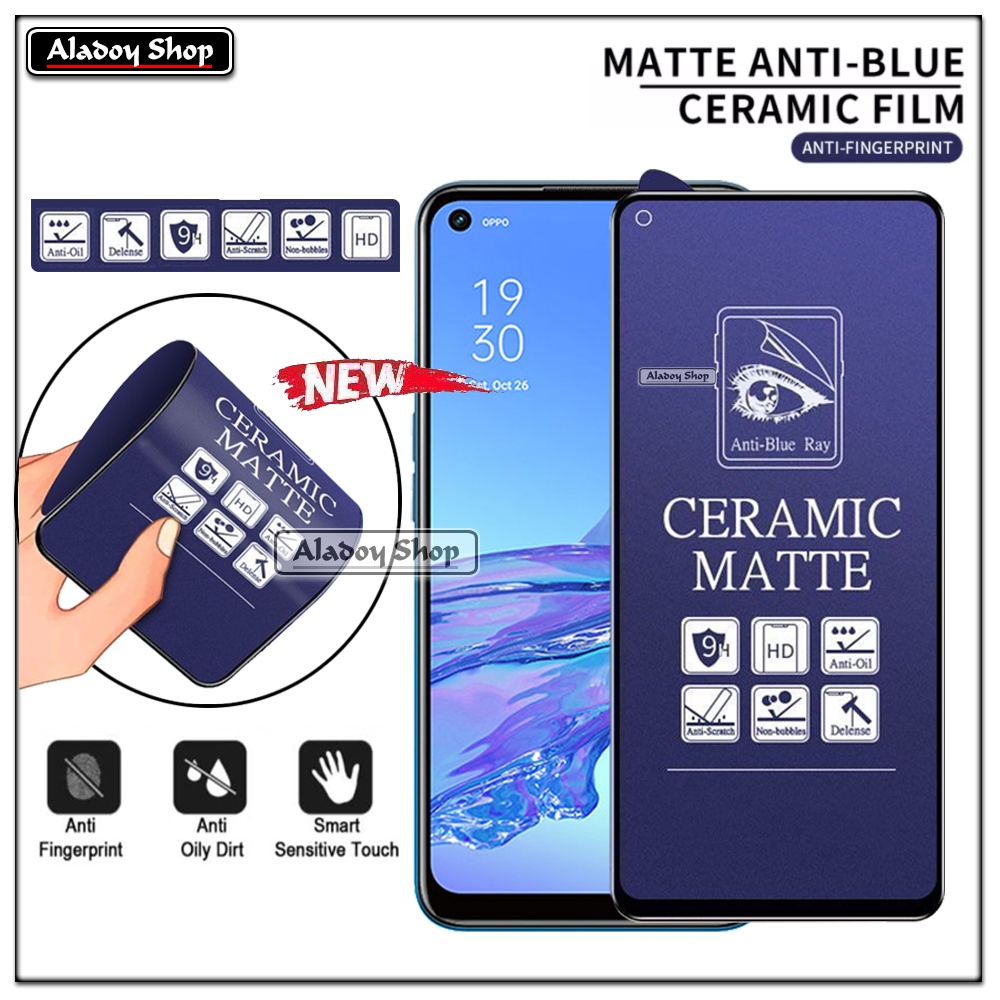 PAKET 3IN1 Anti Gores Blue Matte Anti Glare Oppo A53/A33 + Tempered Glass Camera dan Skin Carbon