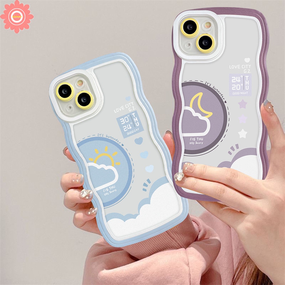 Case Pasangan Untuk Samsung A14 A04 A32 A53 A50s A22 A13 A04s A03s A04E A50 A12 A23 A52 A52s A33 A02s A03 A21s A30s A20 A11 A51 A31 M32 Bergelombang Pinggiran Siang Malam Ramalan Cuaca Soft Cover